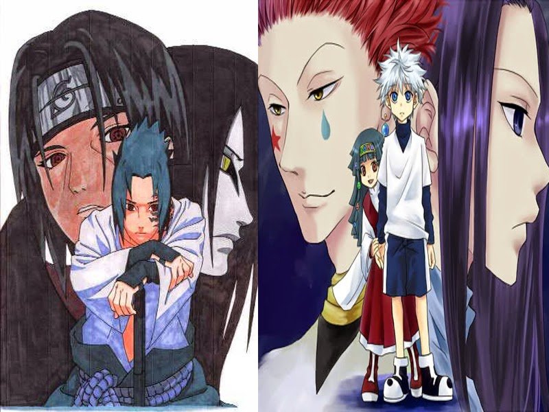 Kilua-Illumi-Hisoka vs Sasuke-Itachi-Orochimaru